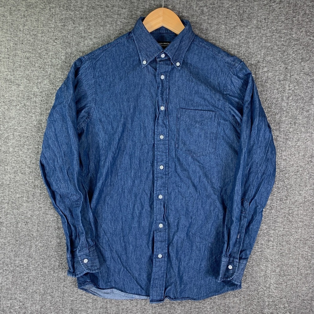 Spier & Mackay Denim Shirt Men 15 Medium Blue Button Down Casual Contemporary